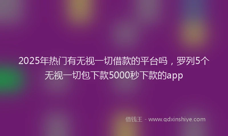2025年热门有无视一切借款的平台吗,罗列5个无视一切包下款5000秒下款的app