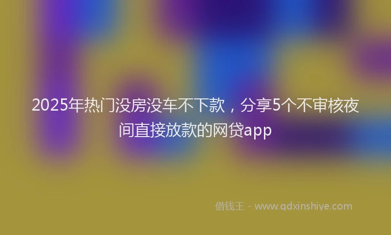 2025年热门没房没车不下款，分享5个不审核夜间直接放款的网贷app