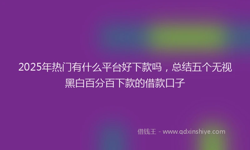 2025年热门有什么平台好下款吗,总结五个无视黑白百分百下款的借款口子
