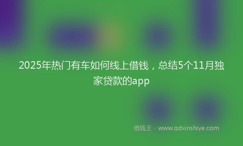 2025年热门有车如何线上借钱，总结5个11月独家贷款的app