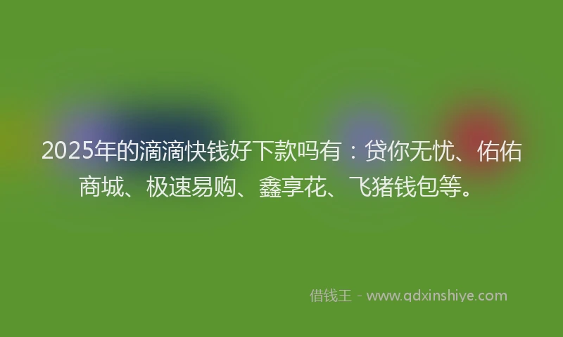 2025年的滴滴快钱好下款吗有：贷你无忧、佑佑商城、极速易购、鑫享花、飞猪钱包等。