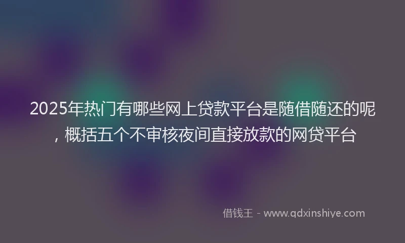 2025年热门有哪些网上贷款平台是随借随还的呢，概括五个不审核夜间直接放款的网贷平台