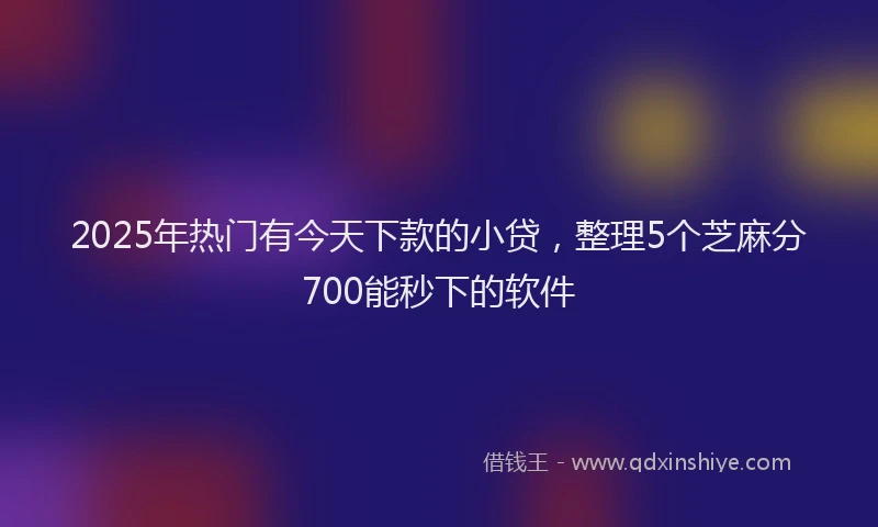 2025年热门有今天下款的小贷，整理5个芝麻分700能秒下的软件