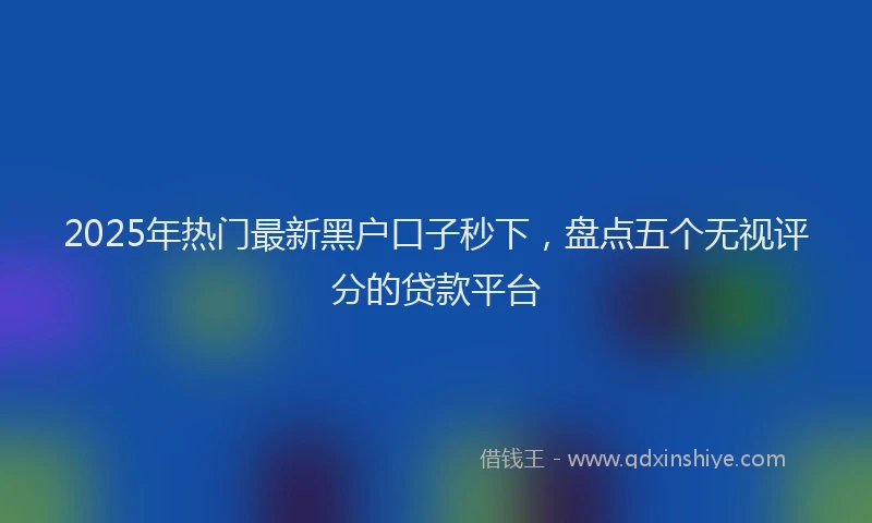 2025年热门最新黑户口子秒下，盘点五个无视评分的贷款平台
