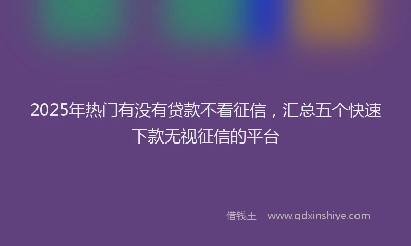 2025年热门有没有贷款不看征信，汇总五个快速下款无视征信的平台