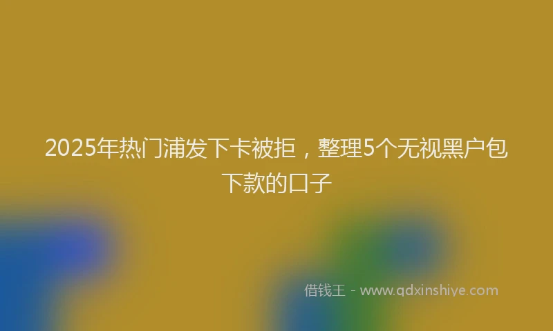 2025年热门浦发下卡被拒，整理5个无视黑户包下款的口子