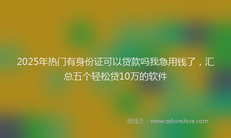 2025年热门有身份证可以贷款吗我急用钱了，汇总五个轻松贷10万的软件