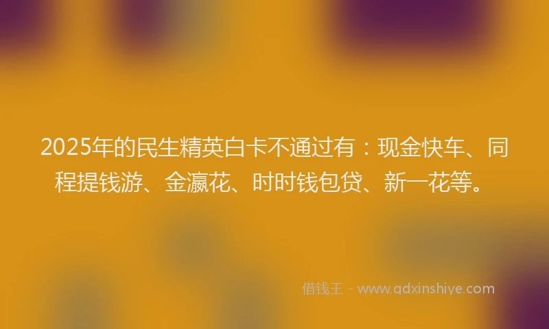 2025年的民生精英白卡不通过有：现金快车、同程提钱游、金瀛花、时时钱包贷、新一花等。