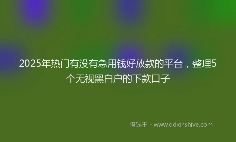 2025年热门有没有急用钱好放款的平台,整理5个无视黑白户的下款口子