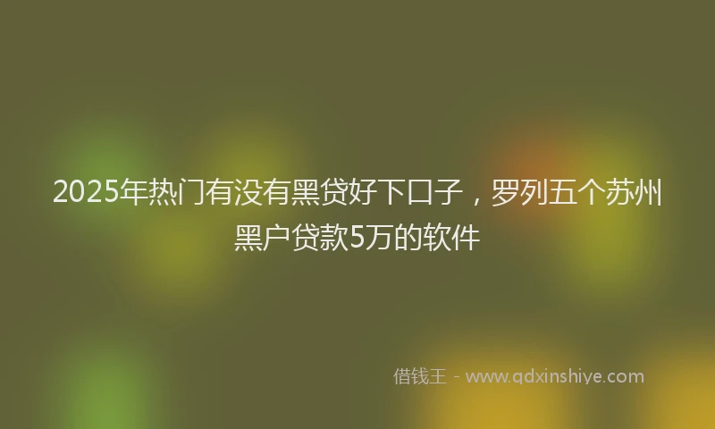 2025年热门有没有黑贷好下口子，罗列五个苏州黑户贷款5万的软件