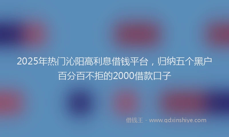2025年热门沁阳高利息借钱平台，归纳五个黑户百分百不拒的2000借款口子