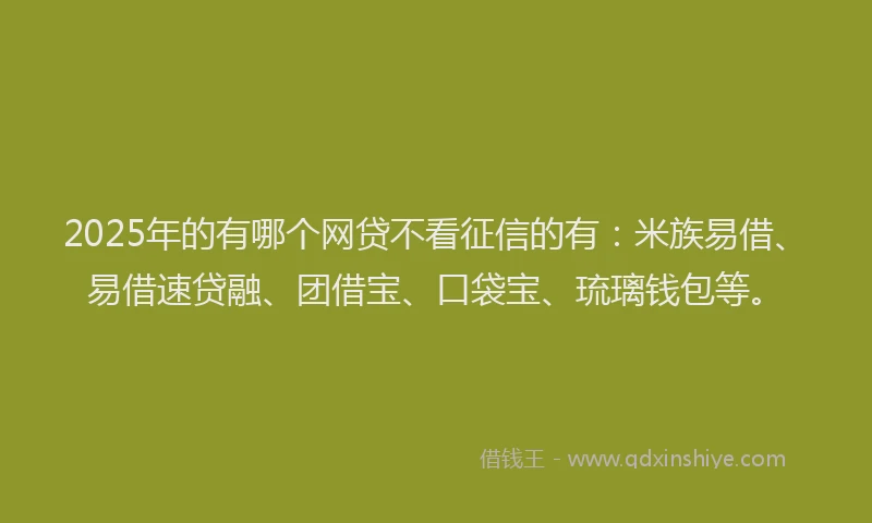 2025年的有哪个网贷不看征信的有：米族易借、易借速贷融、团借宝、口袋宝、琉璃钱包等。