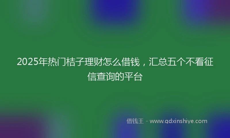 2025年热门桔子理财怎么借钱，汇总五个不看征信查询的平台