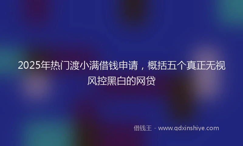 2025年热门渡小满借钱申请，概括五个真正无视风控黑白的网贷