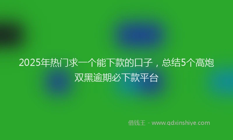 2025年热门求一个能下款的口子，总结5个高炮双黑逾期必下款平台