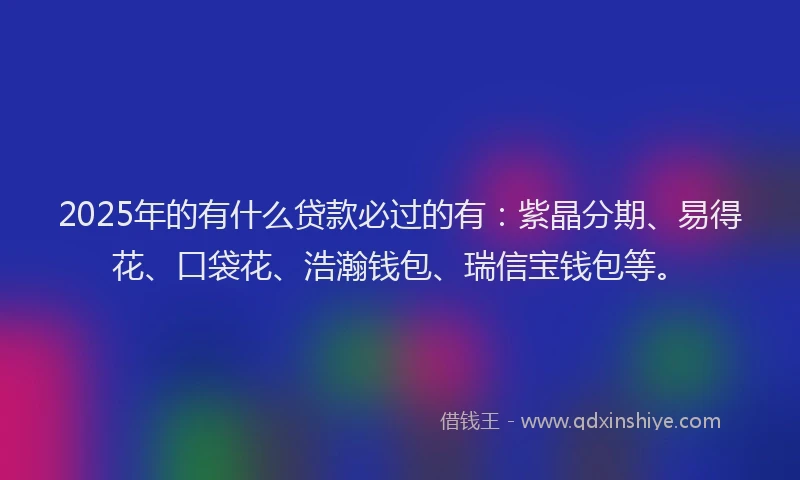 2025年的有什么贷款必过的有：紫晶分期、易得花、口袋花、浩瀚钱包、瑞信宝钱包等。