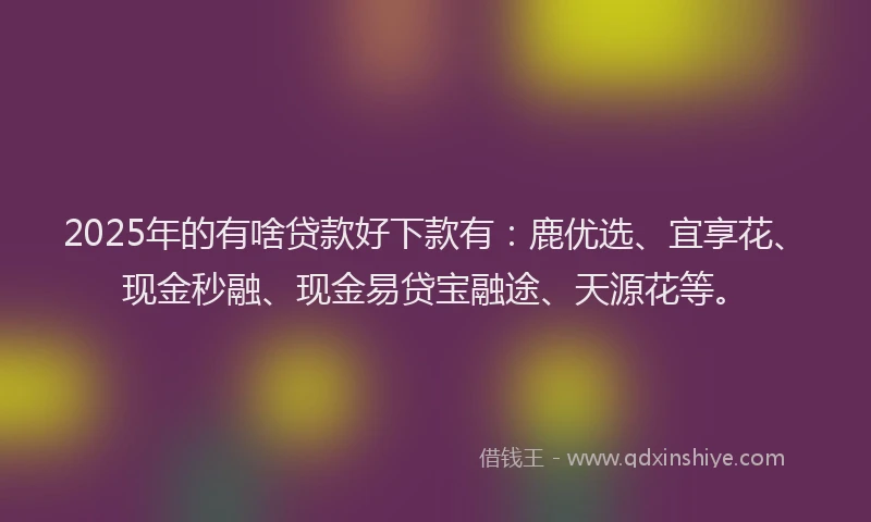 2025年的有啥贷款好下款有：鹿优选、宜享花、现金秒融、现金易贷宝融途、天源花等。