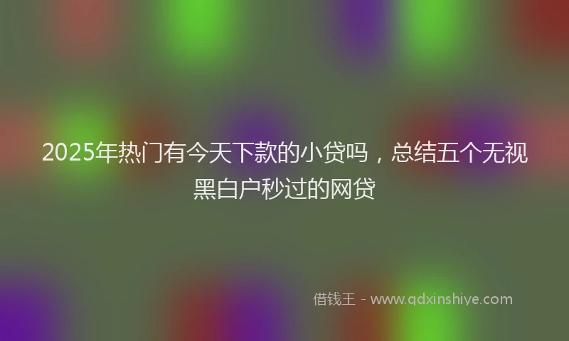 2025年热门有今天下款的小贷吗，总结五个无视黑白户秒过的网贷