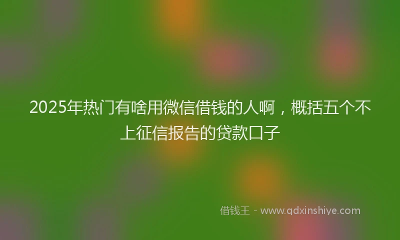 2025年热门有啥用微信借钱的人啊，概括五个不上征信报告的贷款口子