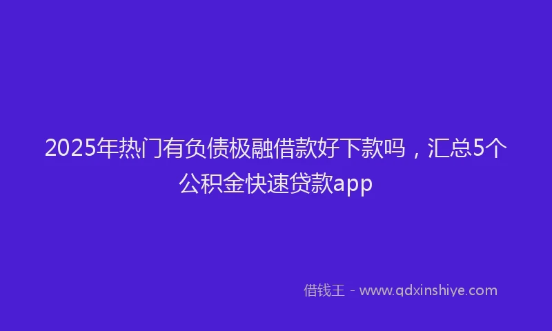 2025年热门有负债极融借款好下款吗,汇总5个公积金快速贷款app