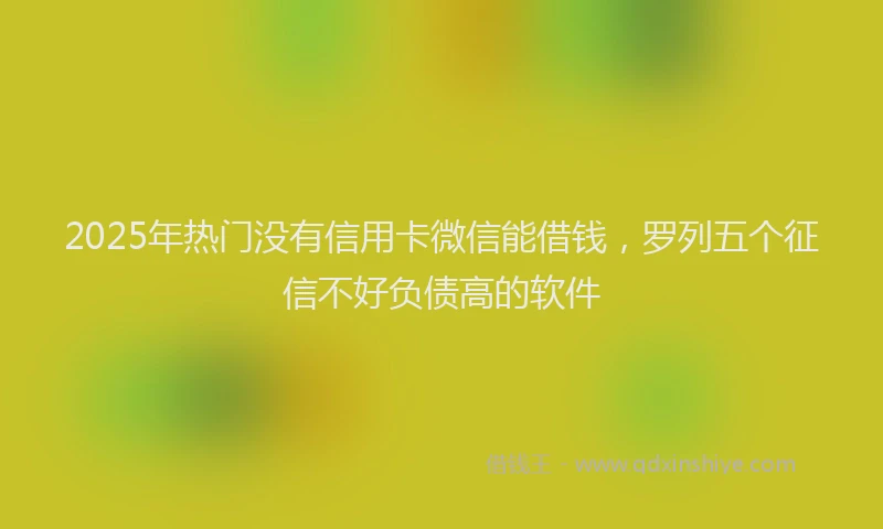 2025年热门没有信用卡微信能借钱，罗列五个征信不好负债高的软件