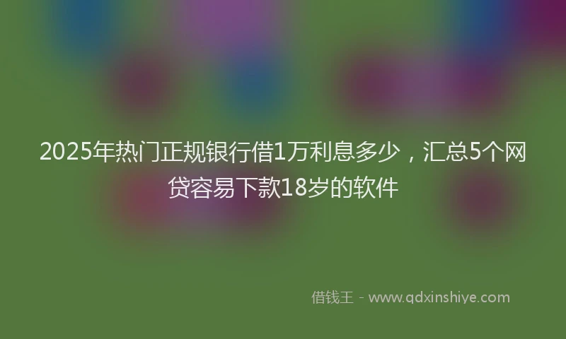2025年热门正规银行借1万利息多少，汇总5个网贷容易下款18岁的软件