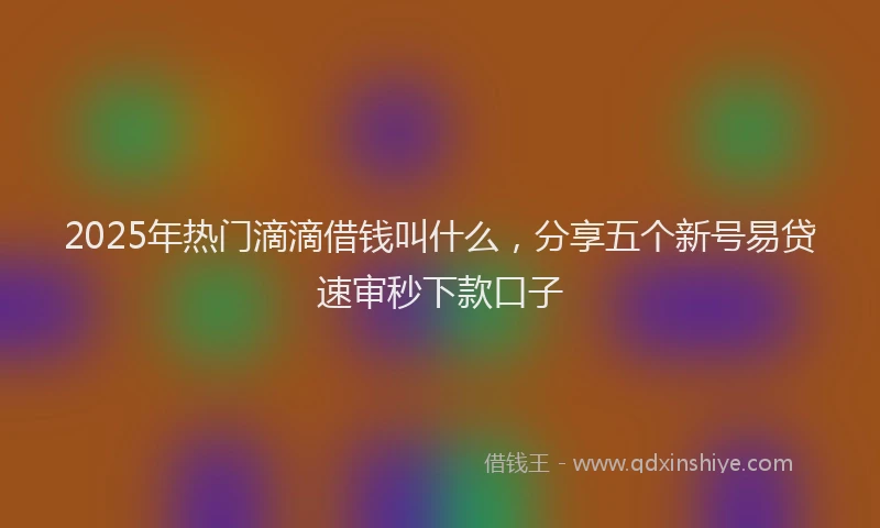 2025年热门滴滴借钱叫什么,分享五个新号易贷速审秒下款口子