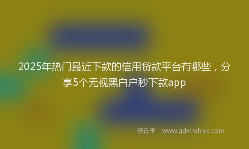 2025年热门最近下款的信用贷款平台有哪些，分享5个无视黑白户秒下款app