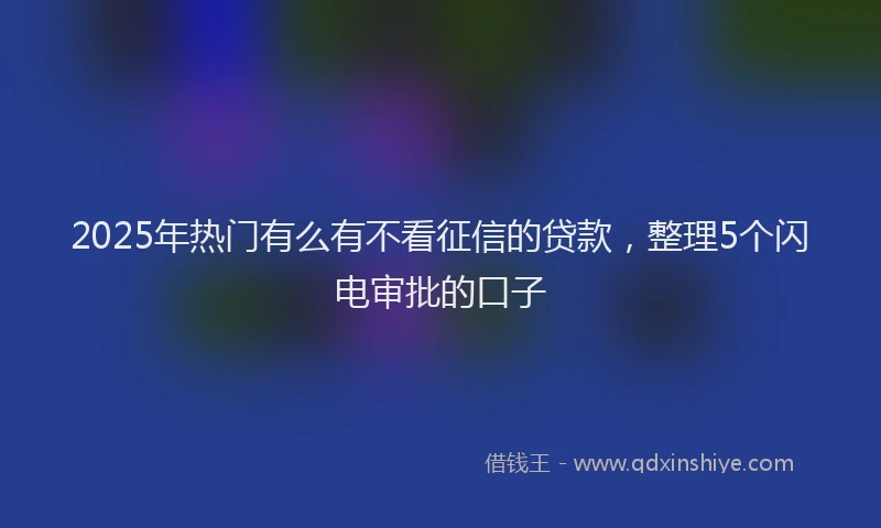 2025年热门有么有不看征信的贷款,整理5个闪电审批的口子