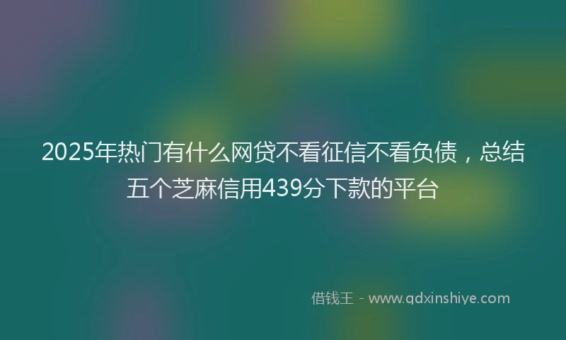 2025年热门有什么网贷不看征信不看负债，总结五个芝麻信用439分下款的平台