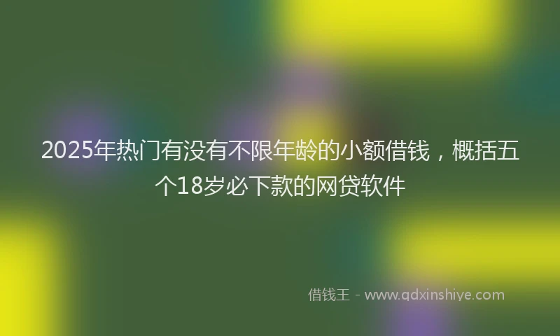 2025年热门有没有不限年龄的小额借钱，概括五个18岁必下款的网贷软件