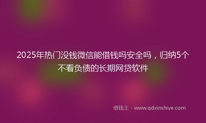 2025年热门没钱微信能借钱吗安全吗，归纳5个不看负债的长期网贷软件