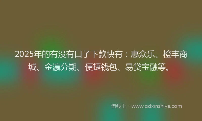 2025年的有没有口子下款快有:惠众乐、橙丰商城、金瀛分期、便捷钱包、易贷宝融等。