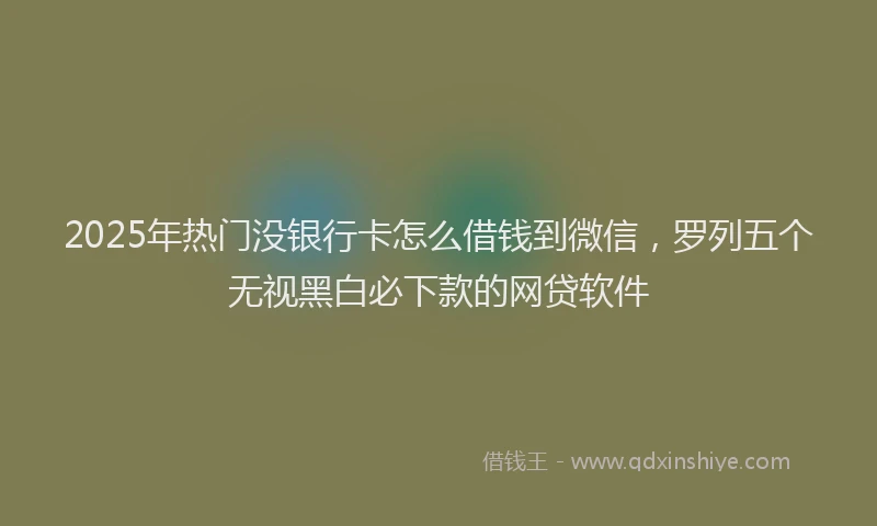2025年热门没银行卡怎么借钱到微信，罗列五个无视黑白必下款的网贷软件