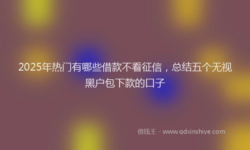 2025年热门有哪些借款不看征信，总结五个无视黑户包下款的口子