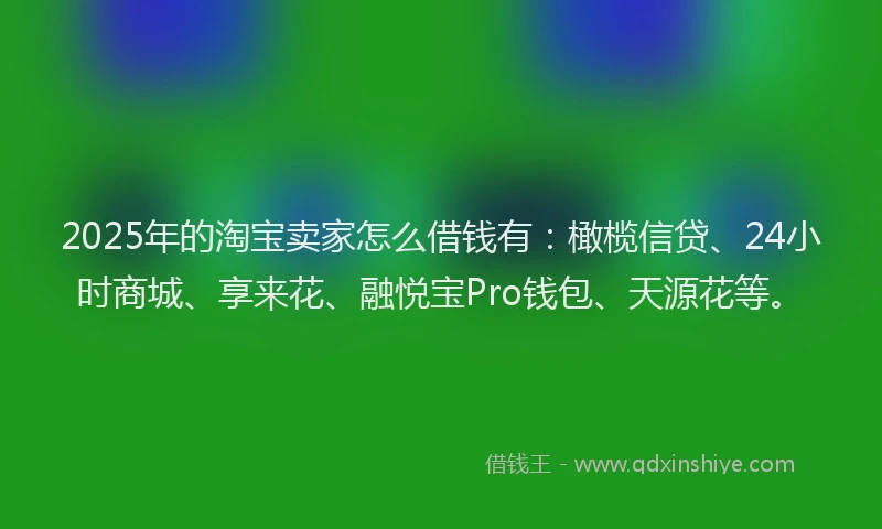 2025年的淘宝卖家怎么借钱有：橄榄信贷、24小时商城、享来花、融悦宝Pro钱包、天源花等。