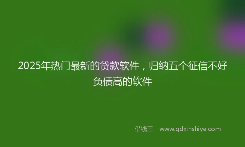 2025年热门最新的贷款软件,归纳五个征信不好负债高的软件