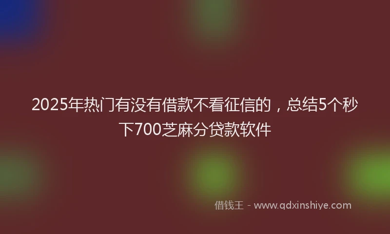2025年热门有没有借款不看征信的，总结5个秒下700芝麻分贷款软件