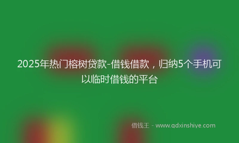 2025年热门榕树贷款-借钱借款，归纳5个手机可以临时借钱的平台