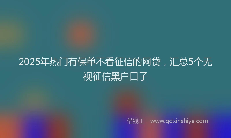 2025年热门有保单不看征信的网贷，汇总5个无视征信黑户口子