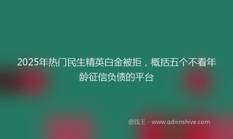2025年热门民生精英白金被拒，概括五个不看年龄征信负债的平台
