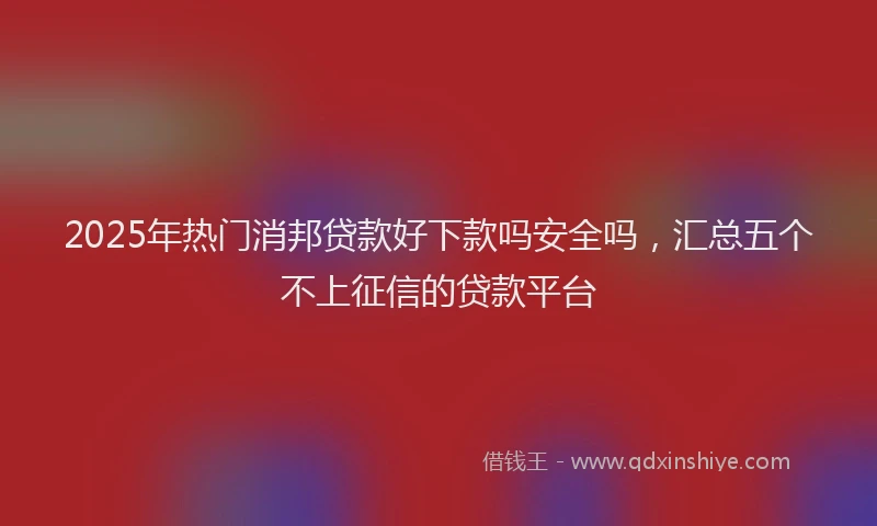 2025年热门消邦贷款好下款吗安全吗，汇总五个不上征信的贷款平台