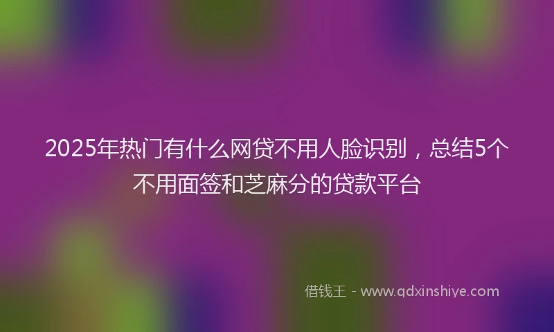 2025年热门有什么网贷不用人脸识别，总结5个不用面签和芝麻分的贷款平台