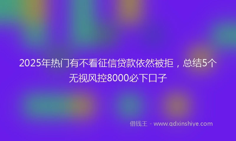2025年热门有不看征信贷款依然被拒,总结5个无视风控8000必下口子