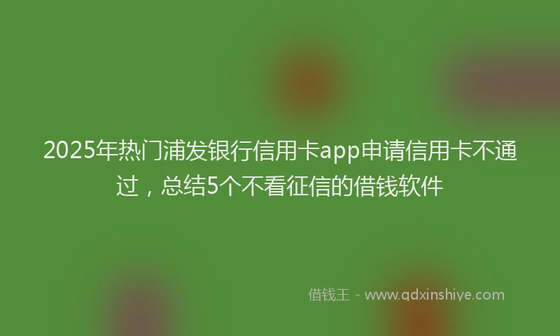 2025年热门浦发银行信用卡app申请信用卡不通过，总结5个不看征信的借钱软件