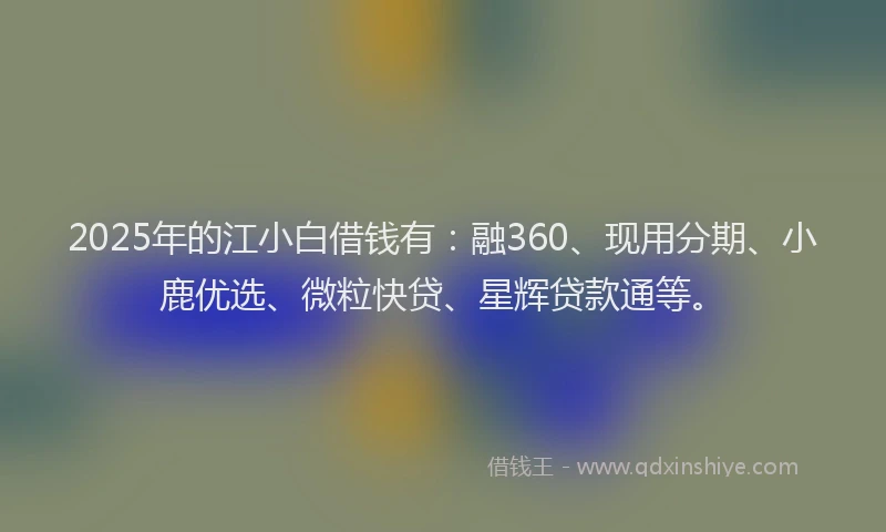 2025年的江小白借钱有：融360、现用分期、小鹿优选、微粒快贷、星辉贷款通等。