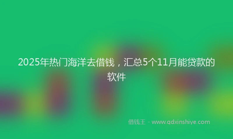 2025年热门海洋去借钱，汇总5个11月能贷款的软件
