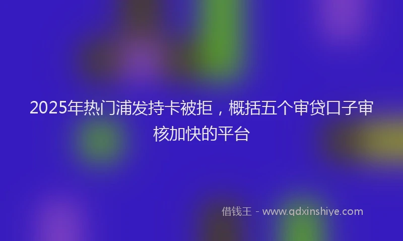 2025年热门浦发持卡被拒，概括五个审贷口子审核加快的平台