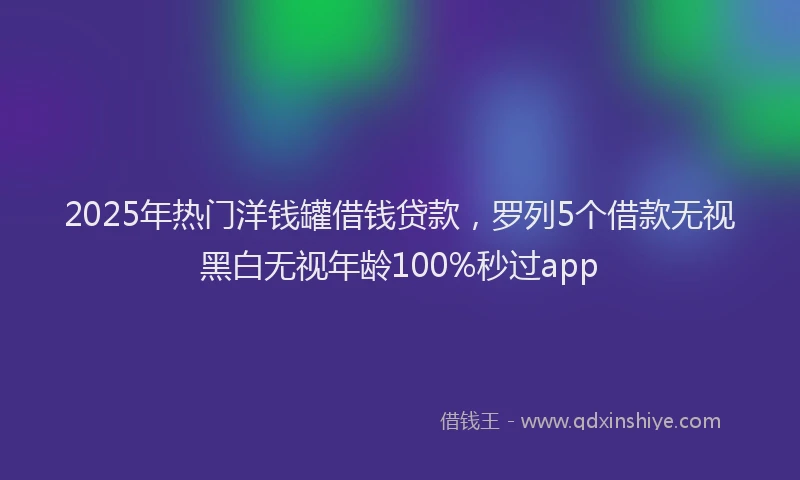 2025年热门洋钱罐借钱贷款，罗列5个借款无视黑白无视年龄100%秒过app