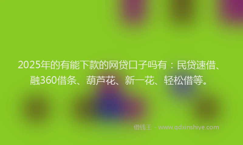 2025年的有能下款的网贷口子吗有：民贷速借、融360借条、葫芦花、新一花、轻松借等。